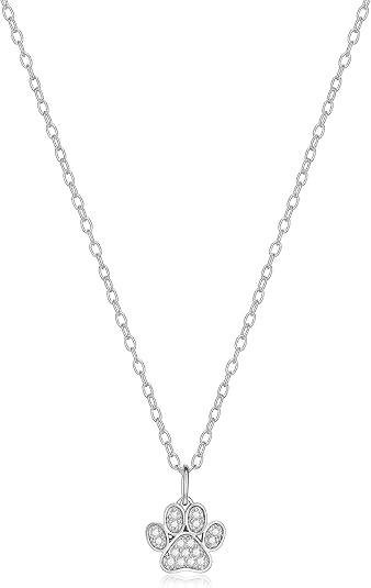 Amazon Essentials Sterling Silver Black and White Diamond Dog Paw Pendant Necklace  - Image 2