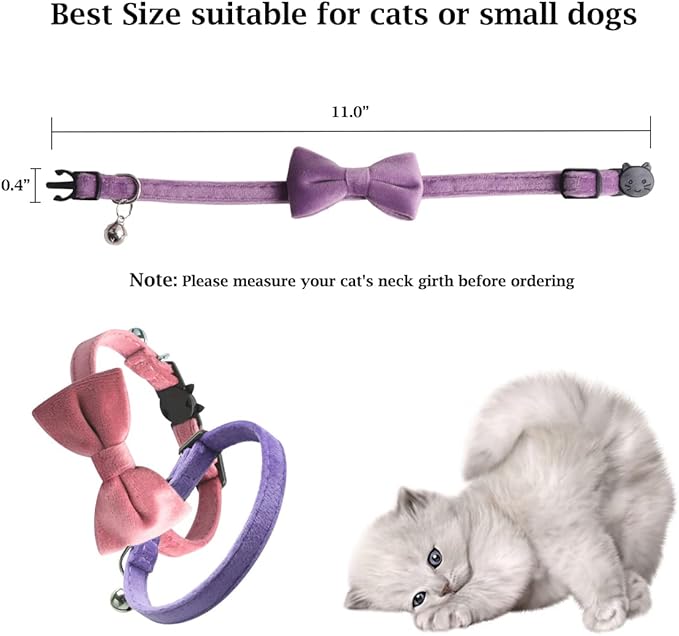 Adjustable Blue Velvet Cat Collar - Image 2