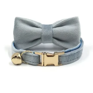 Adjustable Blue Velvet Cat Collar